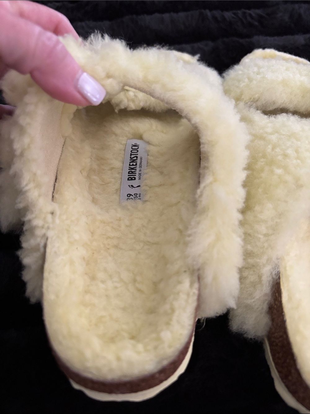 Birkenstock Cream Shearling Clog Slip-Ons - Picture 2 of 5